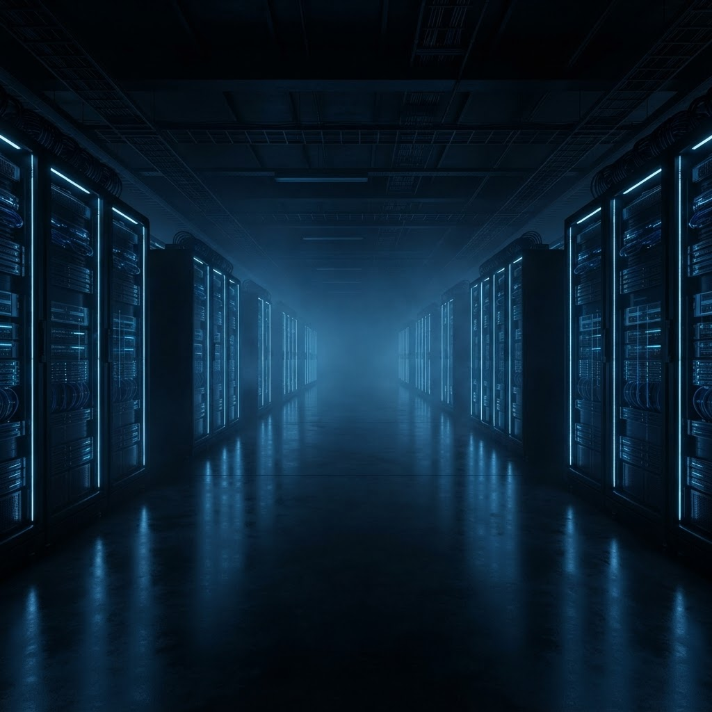 Interior corridor of a sovereign AI hyperscale data center